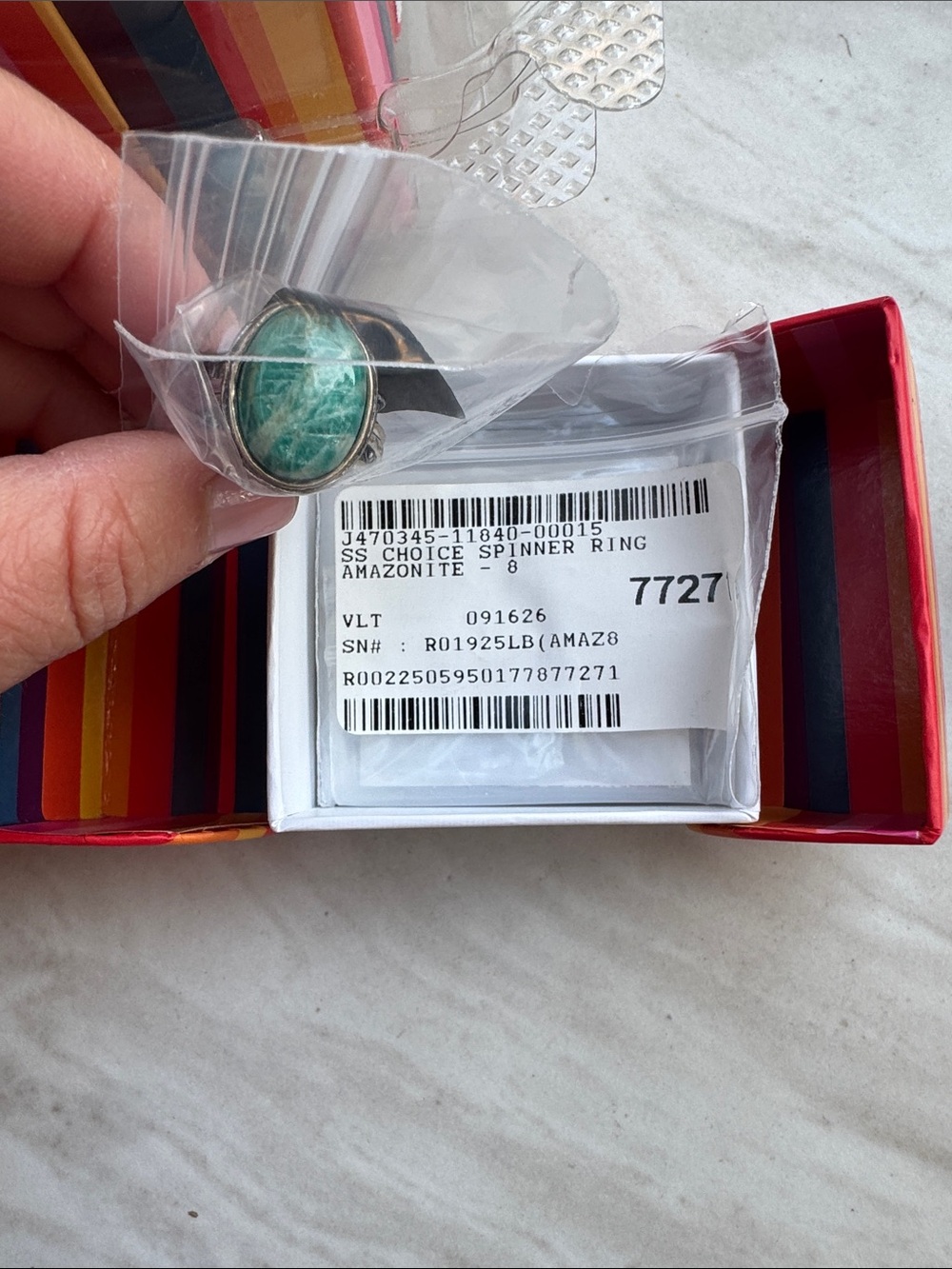 Amazonite Spinner Ring - Green Stone Silver Band